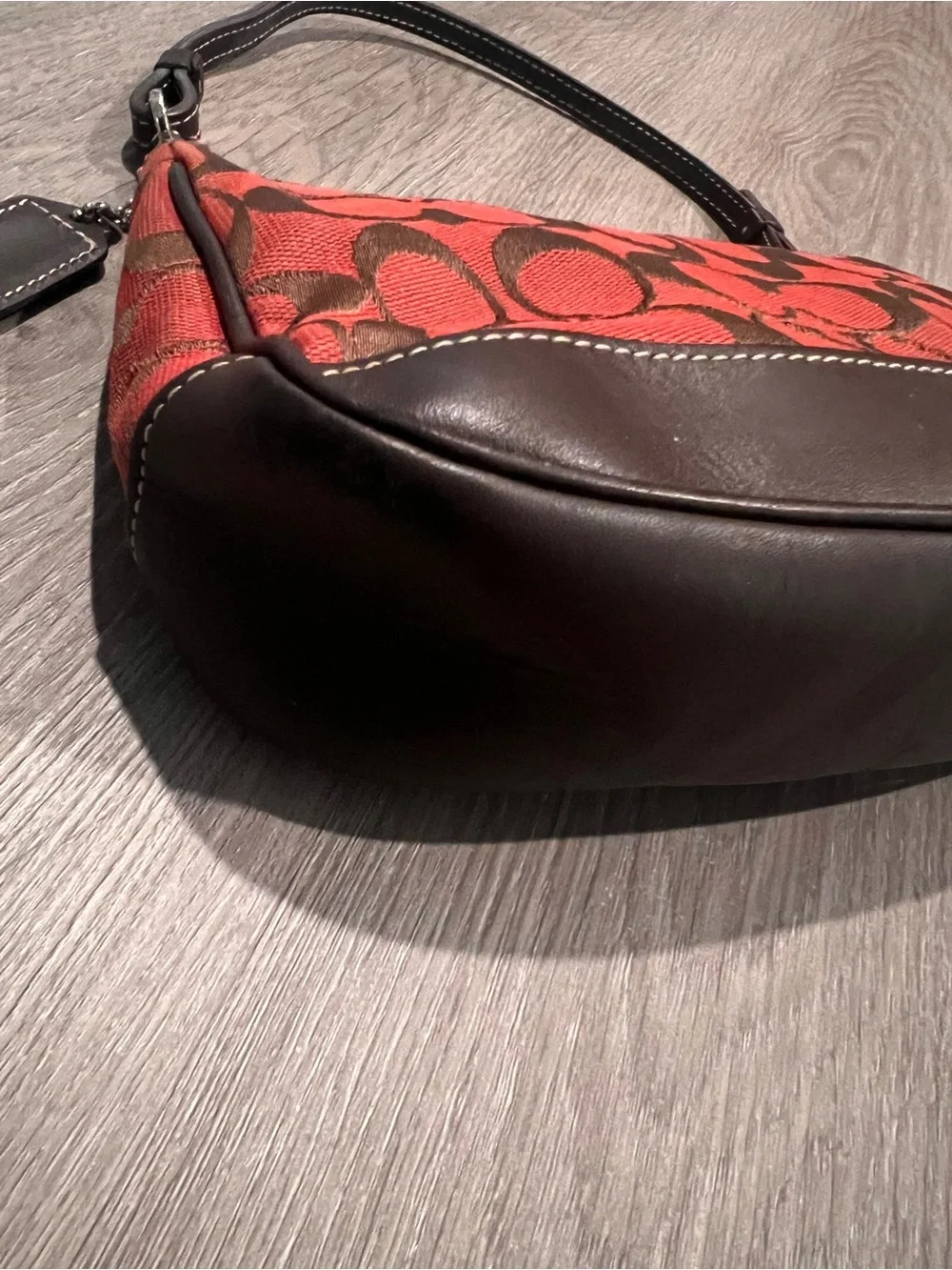 Coach Vintage Y2K Signature Red Brown Leather Mini Demi Shoulder Bag 6094